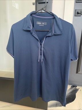 Lady Hagen Navy Polo Shirt with Contrast Trim
